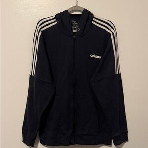 Adidas Navy Hoodie with White Accents